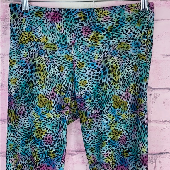 Onzie multicolored leopard print leggings M/L - Picture 2 of 5
